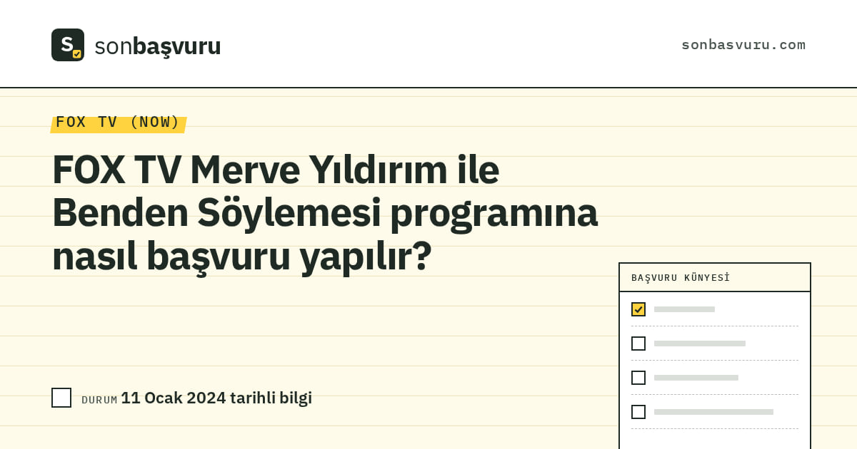 FOX TV Merve Yıldırım ile Benden Söylemesi programına nasıl başvuru yapılır?