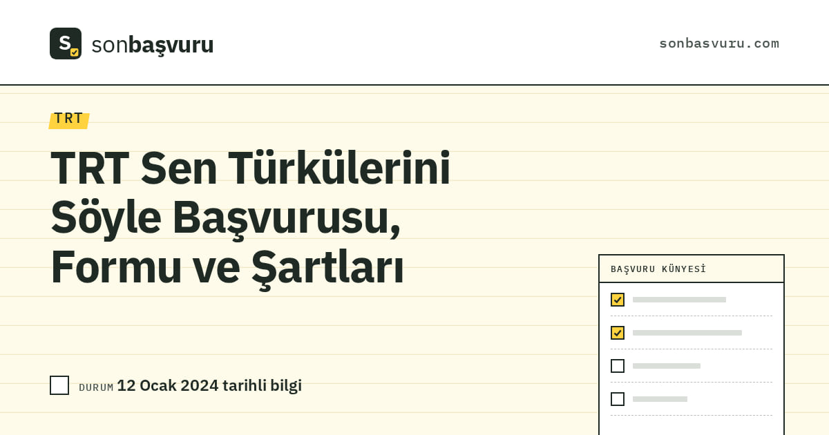 TRT Sen Türkülerini Söyle Başvurusu, Formu ve Şartları
