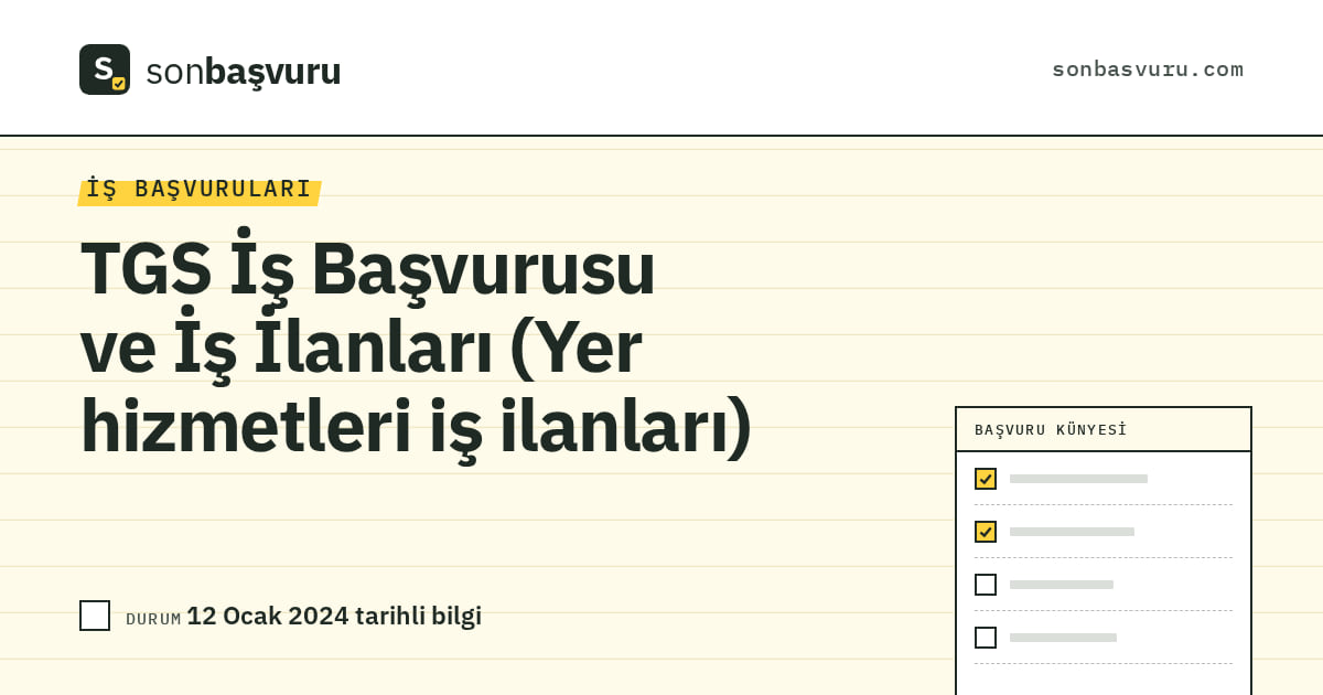 TGS İş Başvurusu ve İş İlanları (Yer hizmetleri iş ilanları)